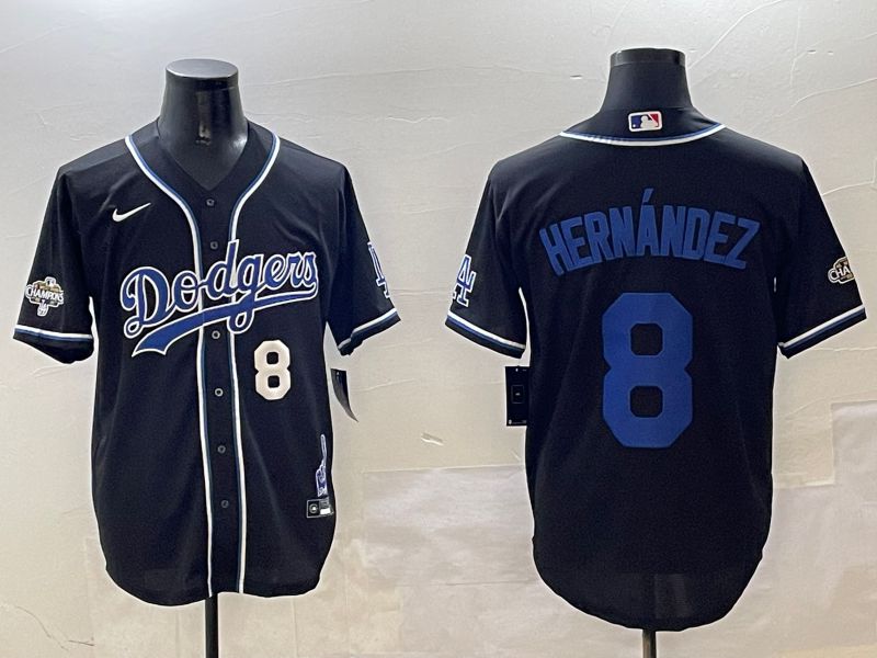 Men Los Angeles Dodgers #8 Hernandez Black Fashion Game 2025 Nike MLB Jersey style 3065->los angeles dodgers->MLB Jersey